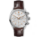 TGHR Carrera Chronograph Men's Calibre Heuer 02 Automatic Chronograph Silver Dial Watch with Leather Strap
