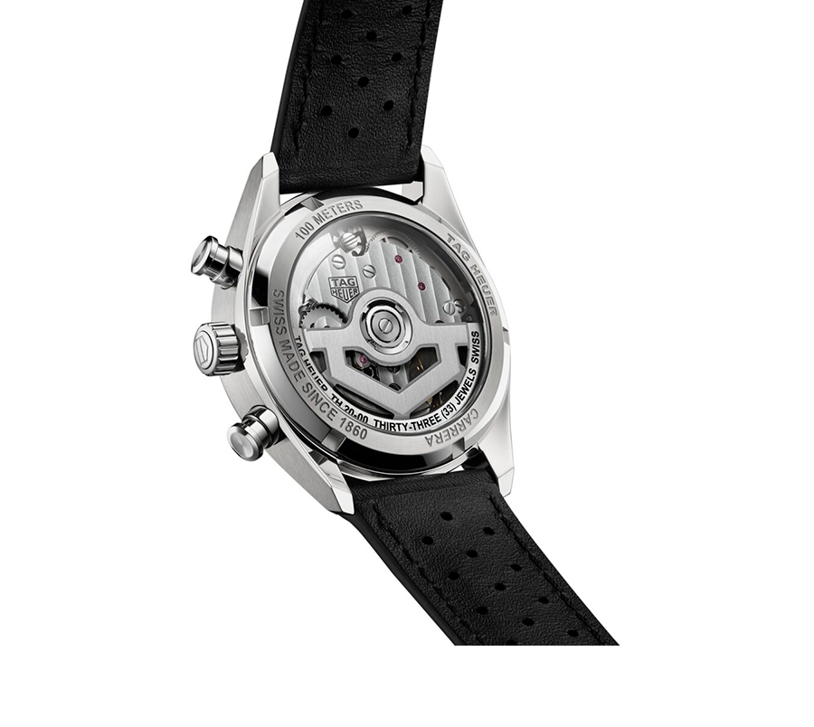 TGHR Carrera Chronograph Watch with Black Dial