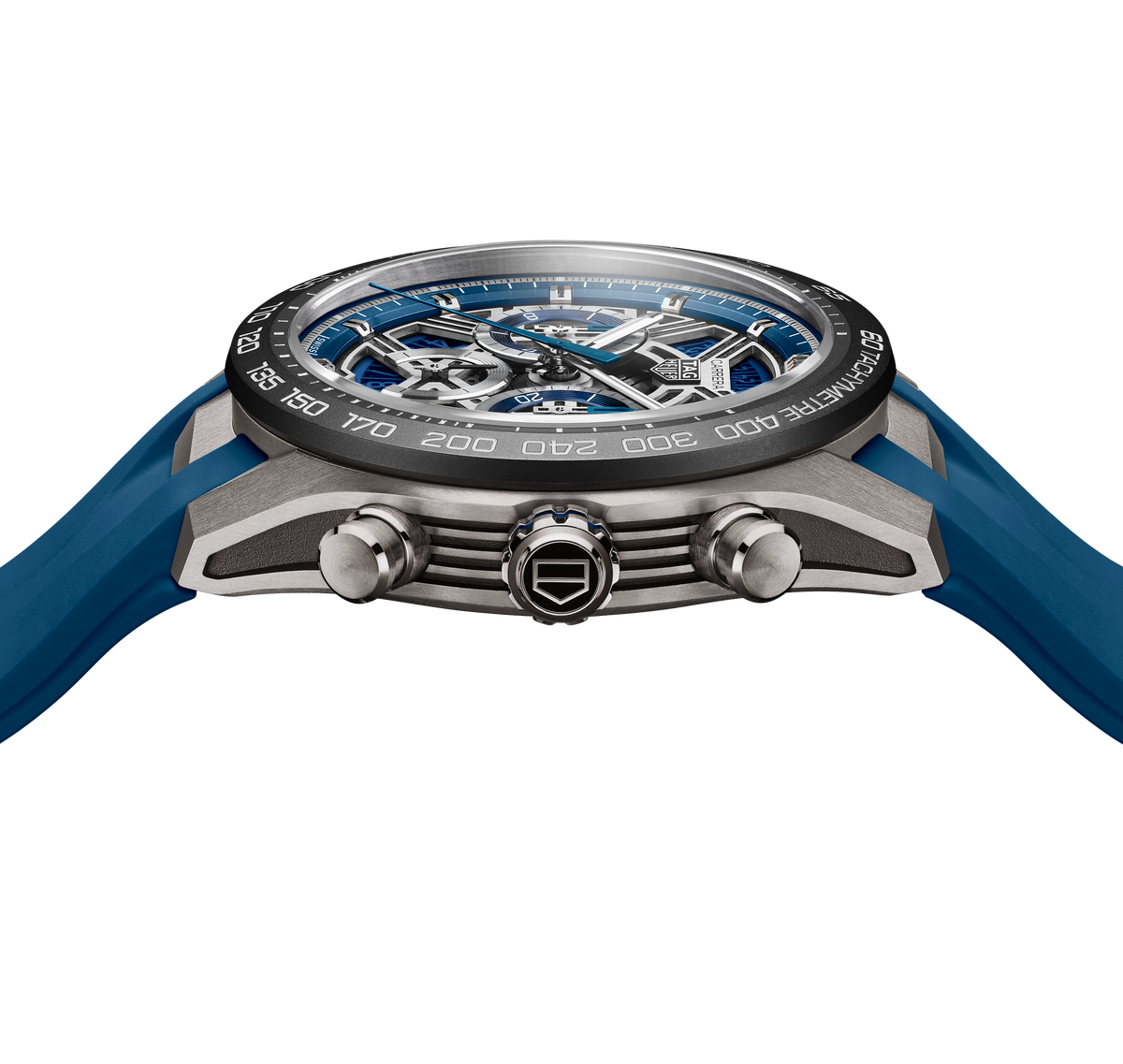 TGHR Carrera Chronograph Extreme Sport Watch with Blue Rubber Strap