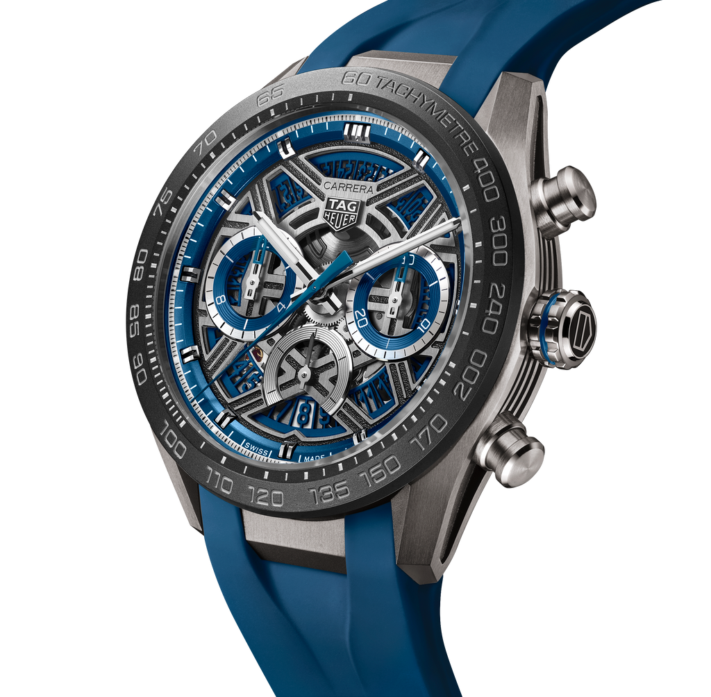TGHR Carrera Chronograph Extreme Sport Watch with Blue Rubber Strap