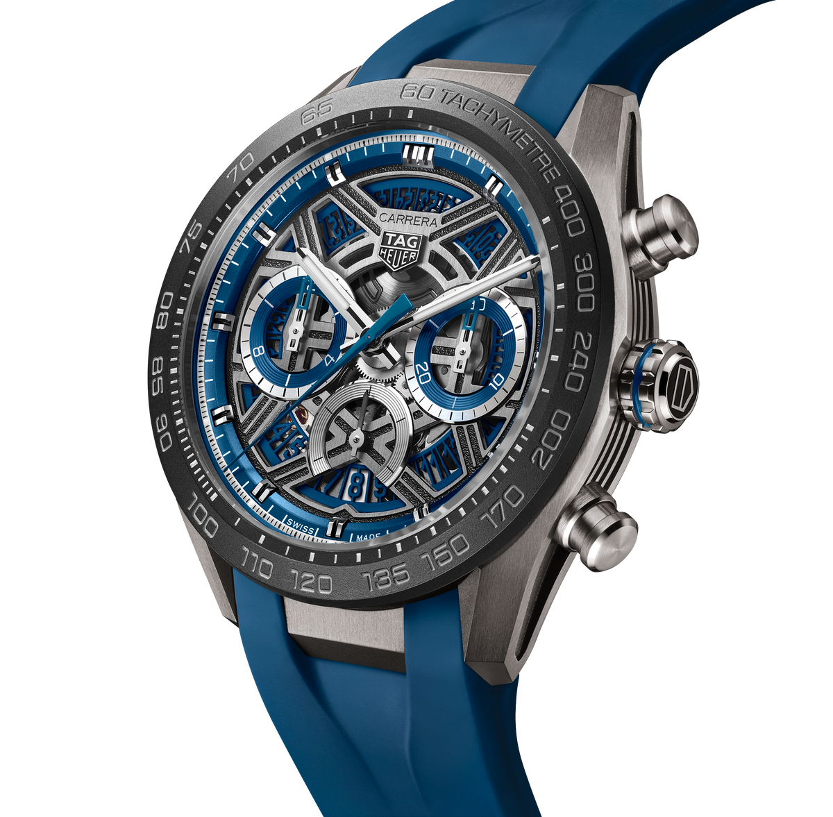 TGHR Carrera Chronograph Extreme Sport Watch with Blue Rubber Strap