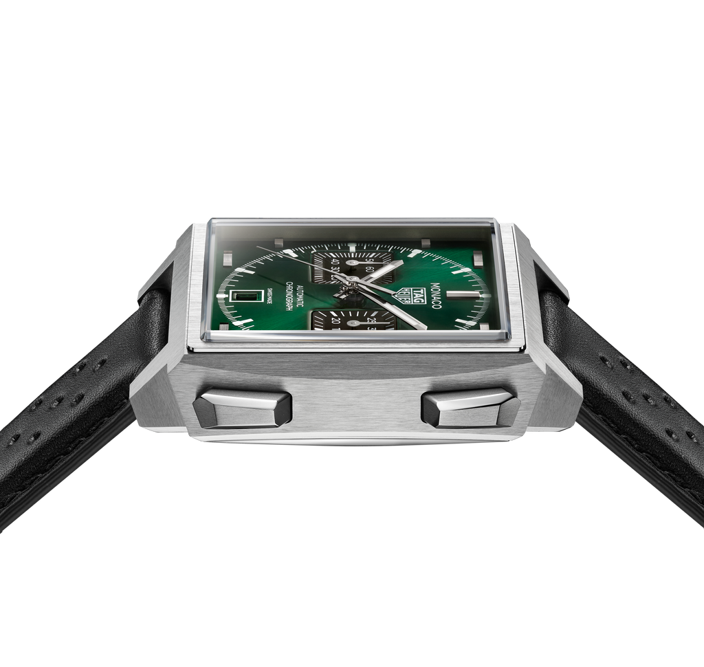 TGHR Monaco Chronograph Watch with Sunray Brushed Green Dial