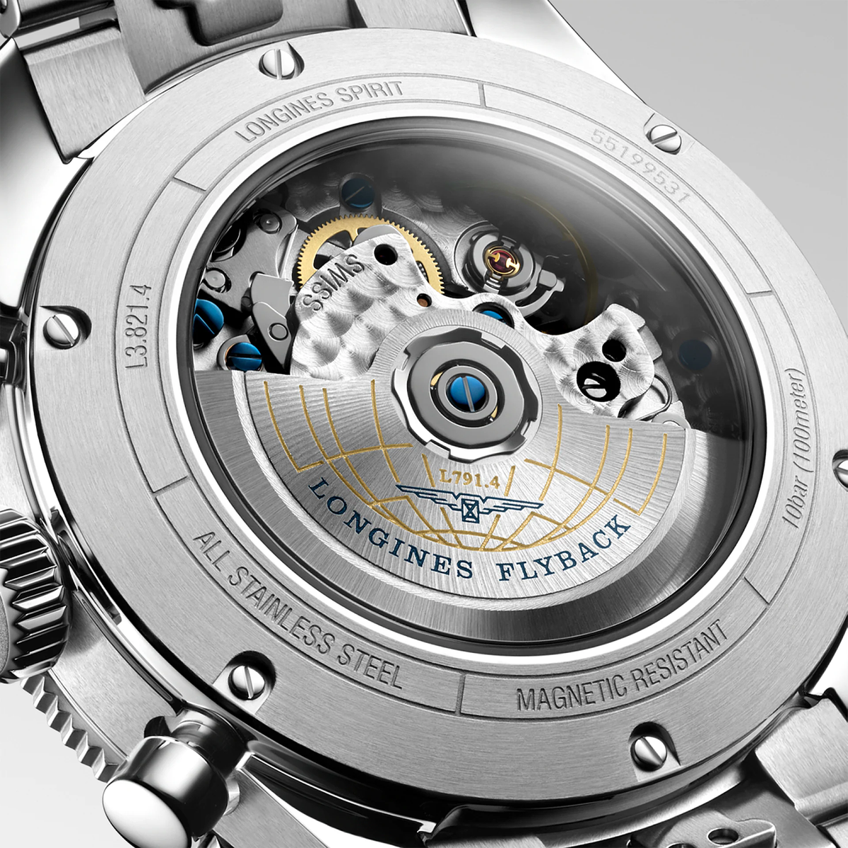 LNGS Spirit Flyback 42mm Watch with Blue Dial