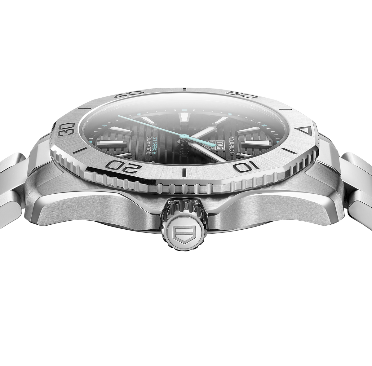 TGHR Aquaracer Professional 200 Solargraph Watch with Black Sunray Brushed Dial