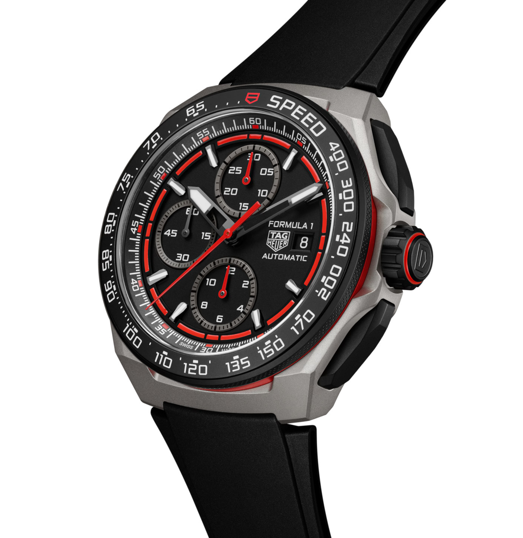TGHR Formula 1 Chronograph Watch with Black Rubber Strap