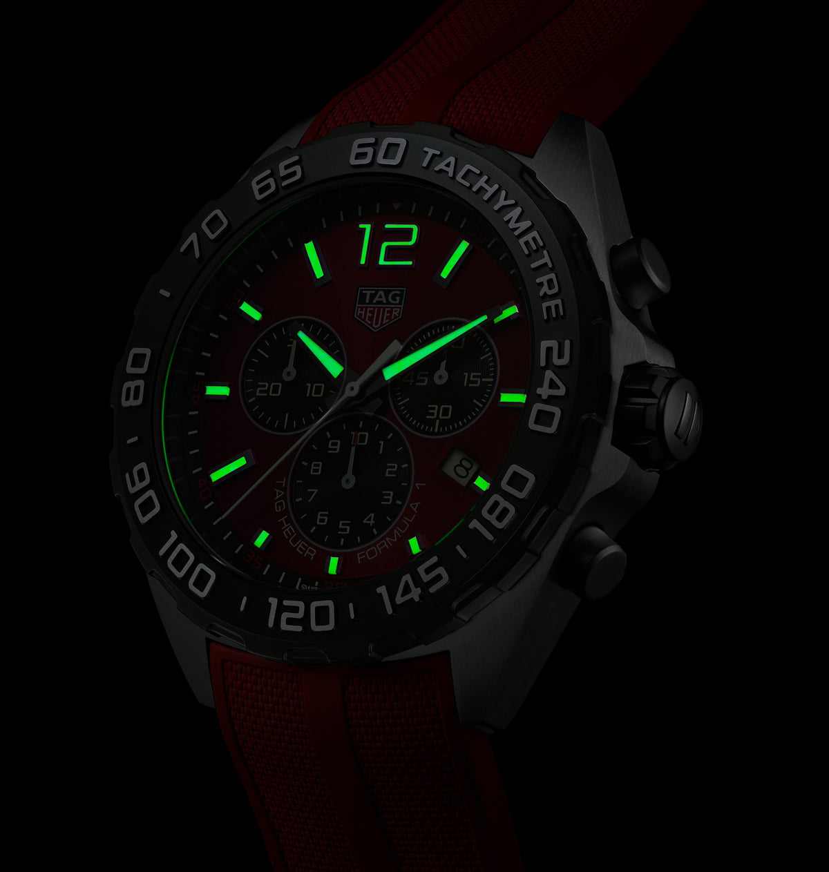 TGHR Formula 1 Men's Quartz Chronograph Red Dial and Rubber Strap Watch