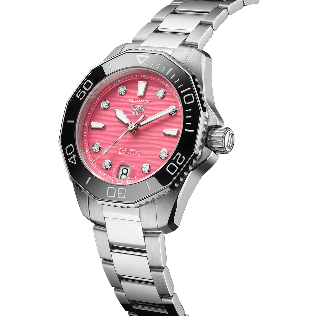 TGHR Aquaracer Professional 300 Watch with a Pink Dial