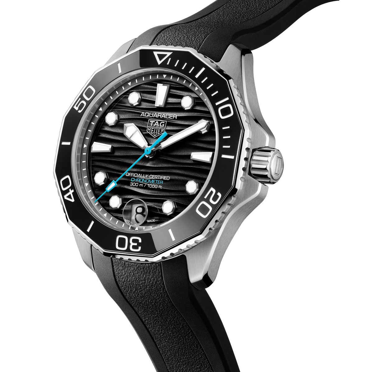 TGHR Aquaracer Professional 300 Date Watch with Black Rubber Strap