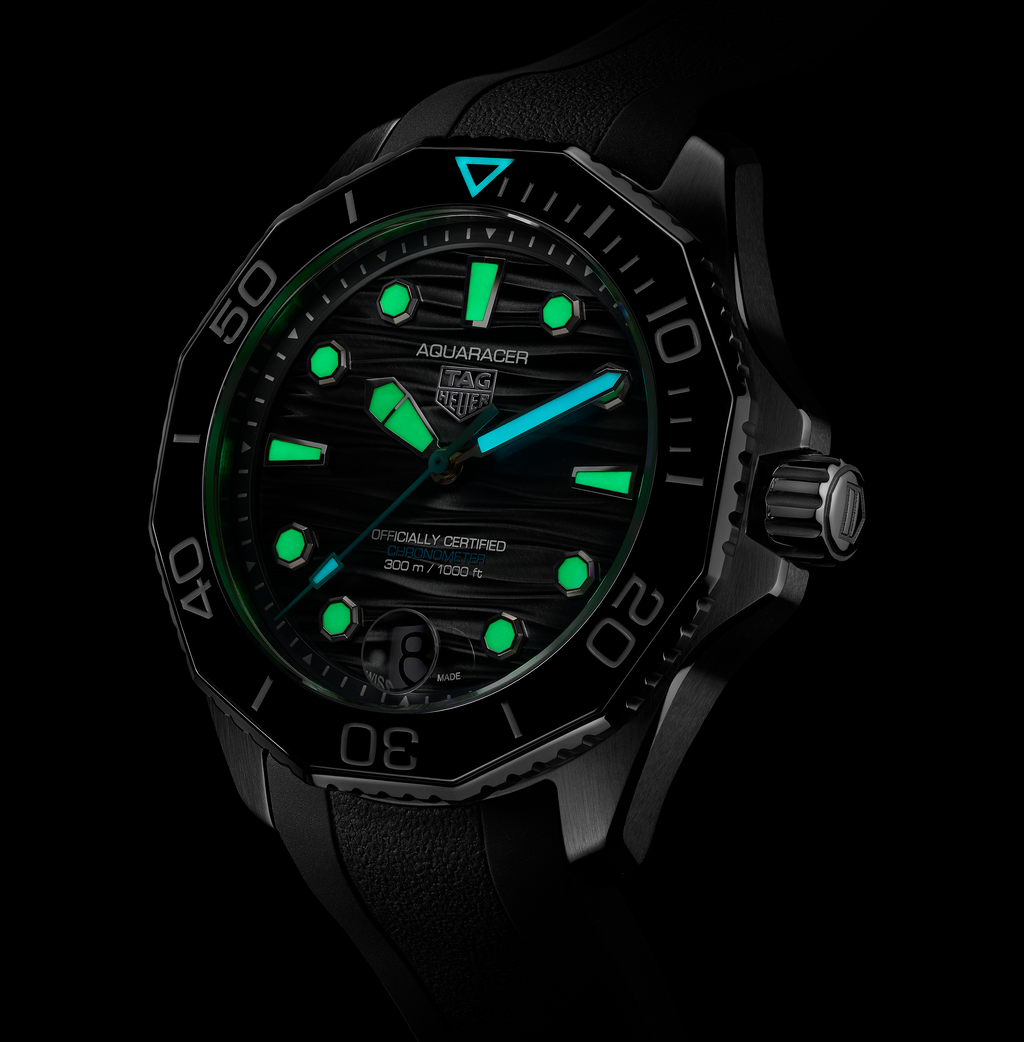 TGHR Aquaracer Professional 300 Date Watch with Black Rubber Strap