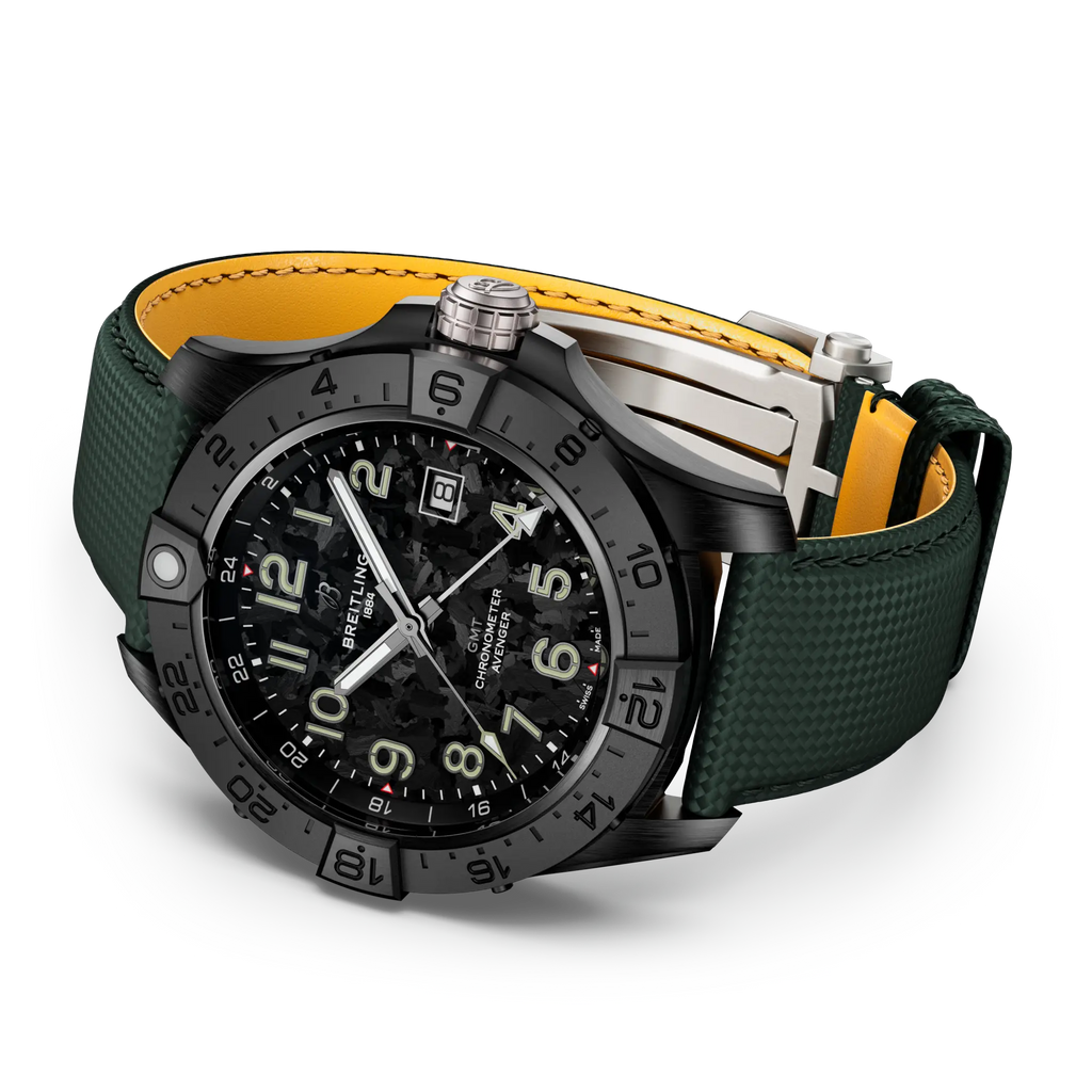 BRT Avenger Automatic GMT 44 Night Mission Watch with Leather Strap
